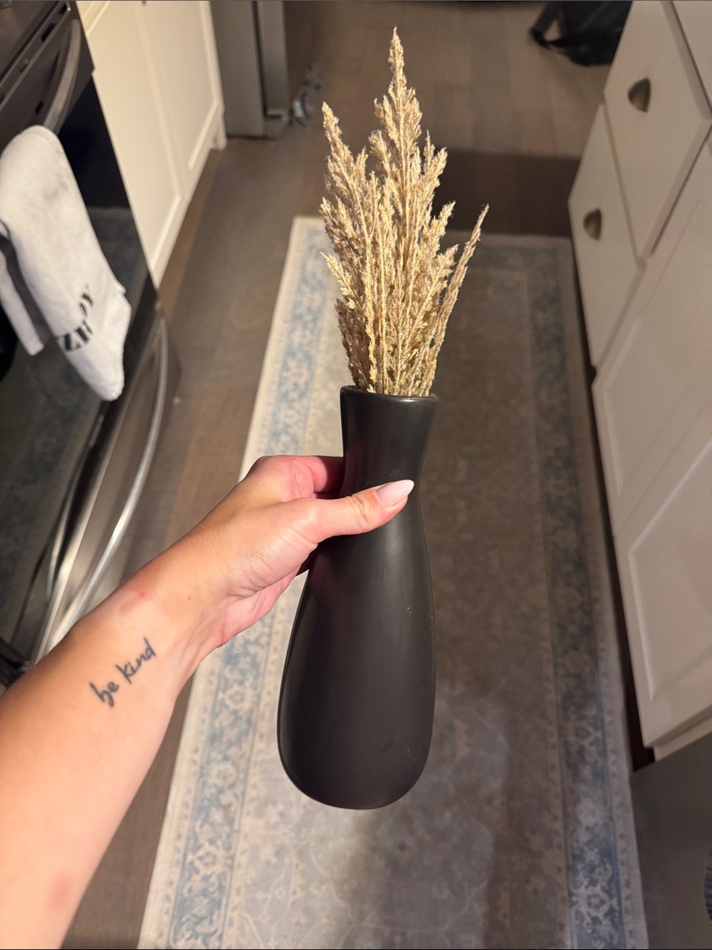 Matte Black Decorative Vase with Dried florals
